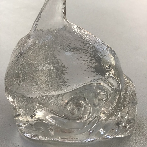 Clear Glass Dolphin Ocean Waves Tea Light Candle Figurine Statue